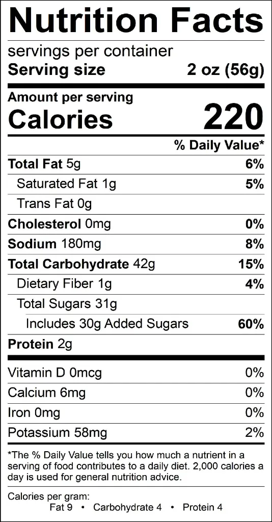 Nutrition Fact Panel - Jalapeno Peanut Brittle.webp